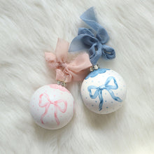 Load image into Gallery viewer, 2022 Blue bow hand-painted ornament

