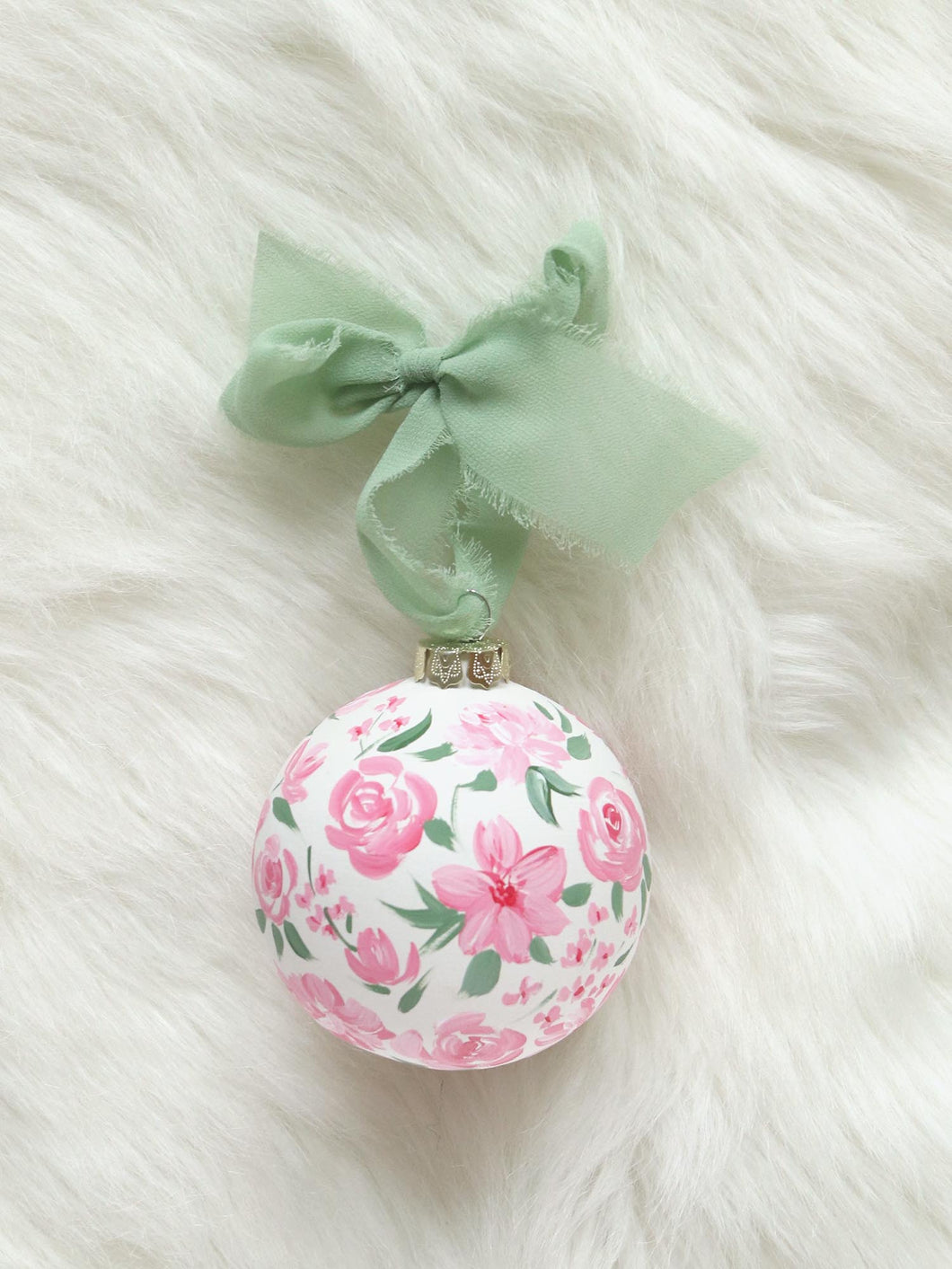 Pink floral hand-painted ornament