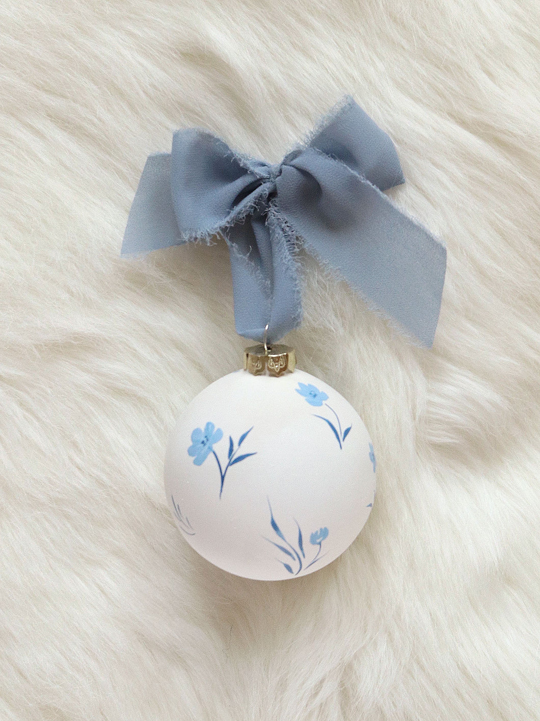 Blue wildflower hand-painted ornament