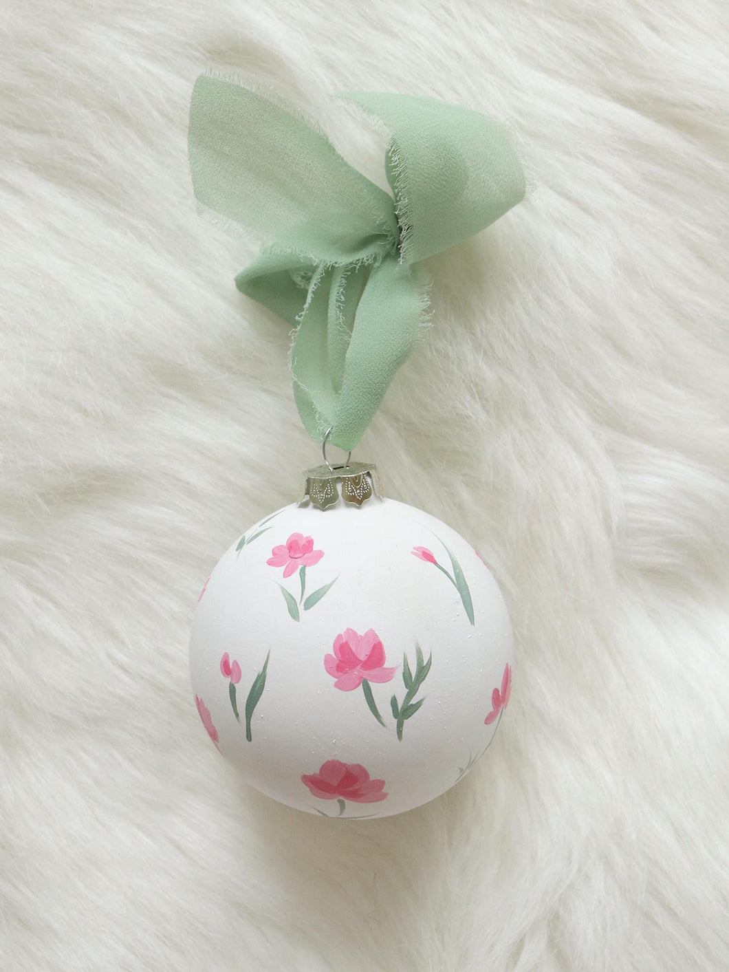 Pink wildflower hand-painted ornament