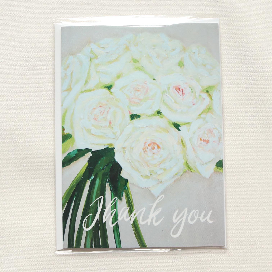 White roses thank you card