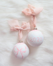Load image into Gallery viewer, 2022 Pink bow hand-painted ornament
