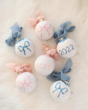 Load image into Gallery viewer, 2022 Blue bow hand-painted ornament
