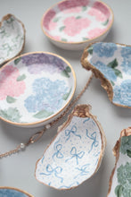 Load image into Gallery viewer, Hand-painted oyster shell ring dish: blue bow
