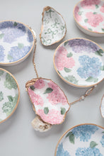Load image into Gallery viewer, Hand-painted oyster shell ring dish: pink hydrangea
