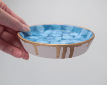 Load image into Gallery viewer, Hand-painted trinket dish: Dark blue hydrangea

