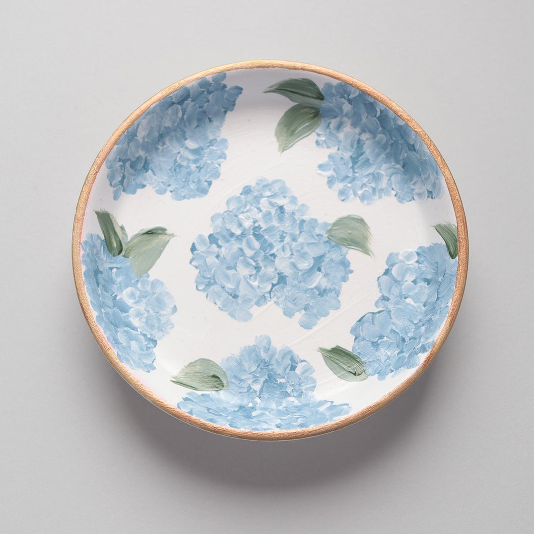 Hand-painted trinket dish: blue hydrangea