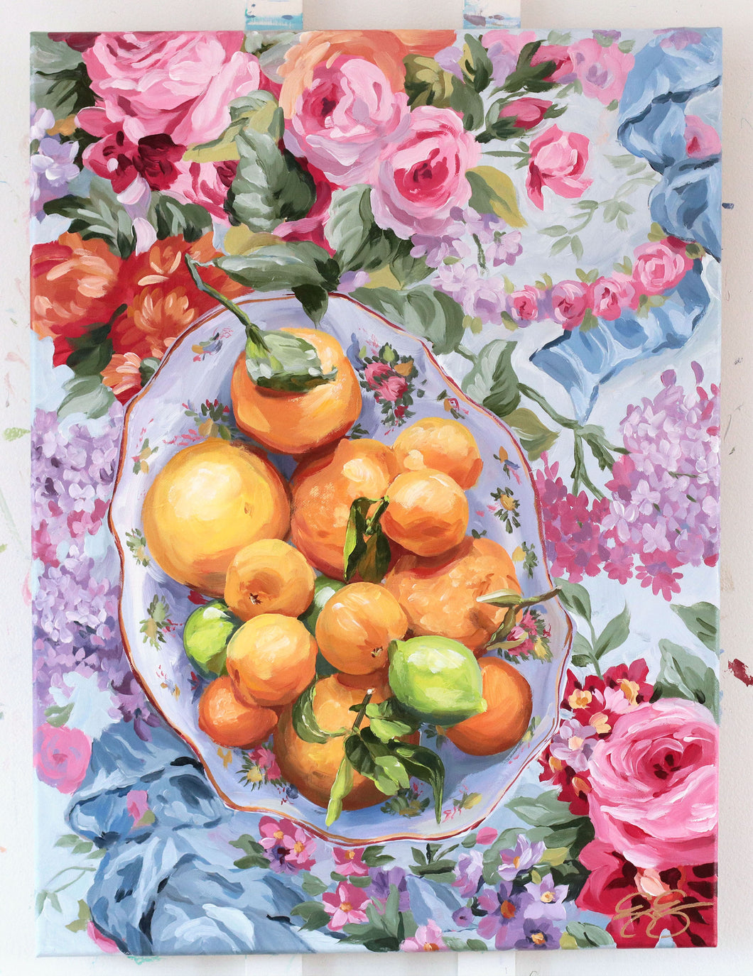 Still life painting of Citrus Fruits in Chinoiserie Bowl - 18 x 24