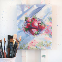 Load image into Gallery viewer, Still life painting of strawberries in a bowl - 11 x 14
