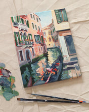 Load image into Gallery viewer, Custom art commission painting by Elizabeth Alice Studio, acrylic painting of Venice, honeymoon vacation souvenir gift, custom art
