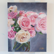 Load image into Gallery viewer, Ivory and Pink Roses on Gray - 11 x 14
