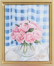 Load image into Gallery viewer, Tea Roses and Gingham - 9 x 11 framed

