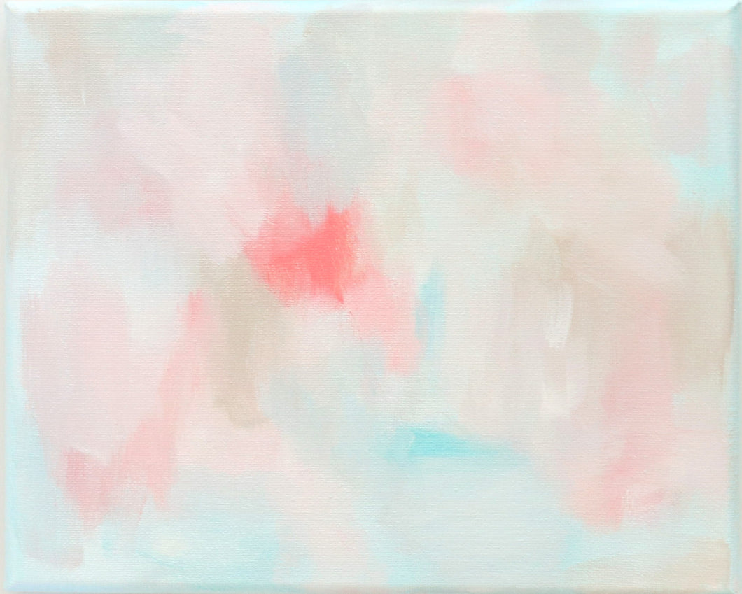 Abstract in Coral and Mint - 8 x 10