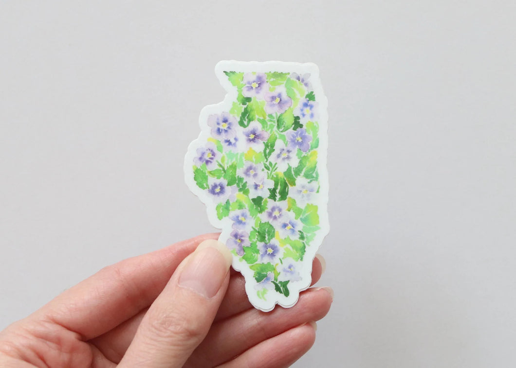 Illinois violet, state flower watercolor sticker