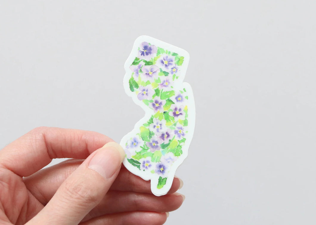 New Jersey Violet, state flower watercolor sticker