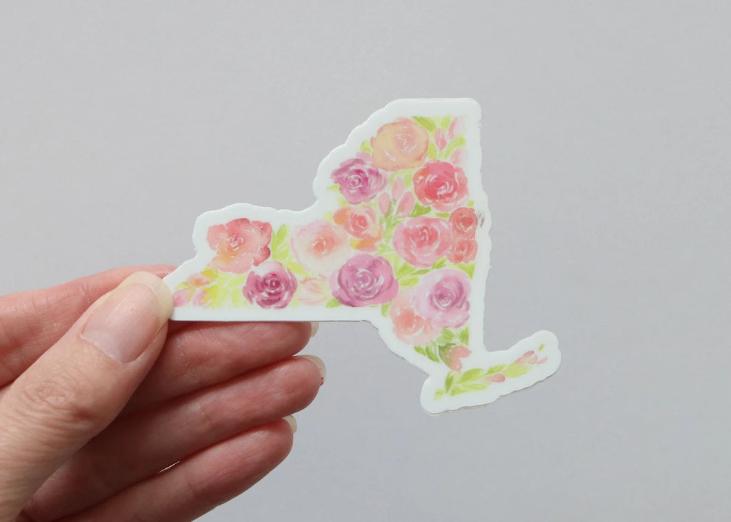 New York Rose, state flower watercolor sticker
