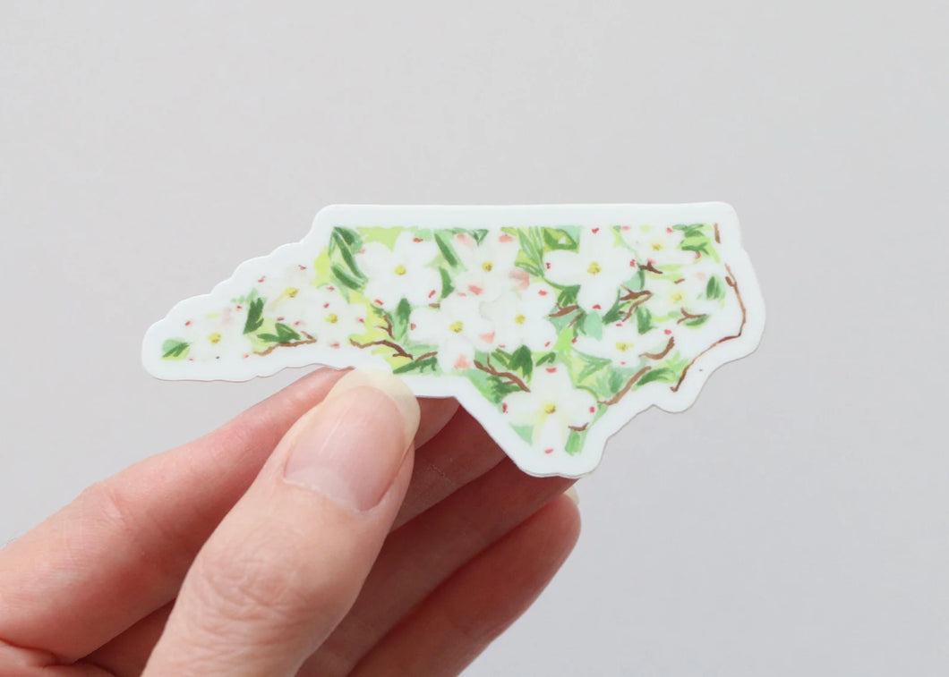 North Carolina dogwood, state flower watercolor sticker