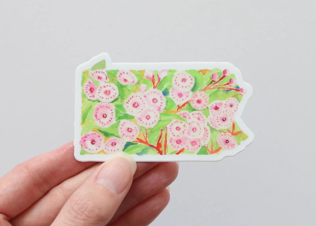 Pennsylvania Mountain Laurel, state flower watercolor sticker