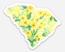 Load image into Gallery viewer, South Carolina Yellow Jessamine and Goldenrod, state flower watercolor sticker
