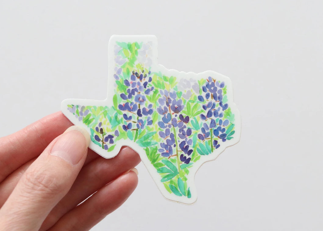 Texas Bluebonnet, state flower watercolor sticker