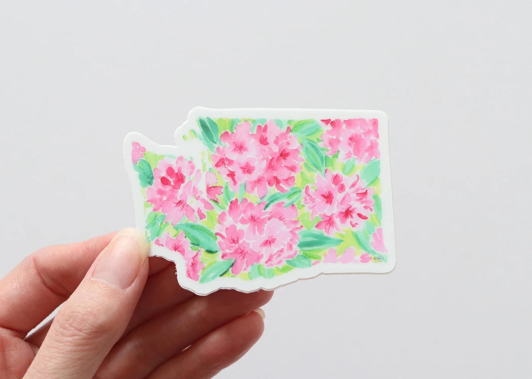 Washington Rhododendron, state flower watercolor sticker