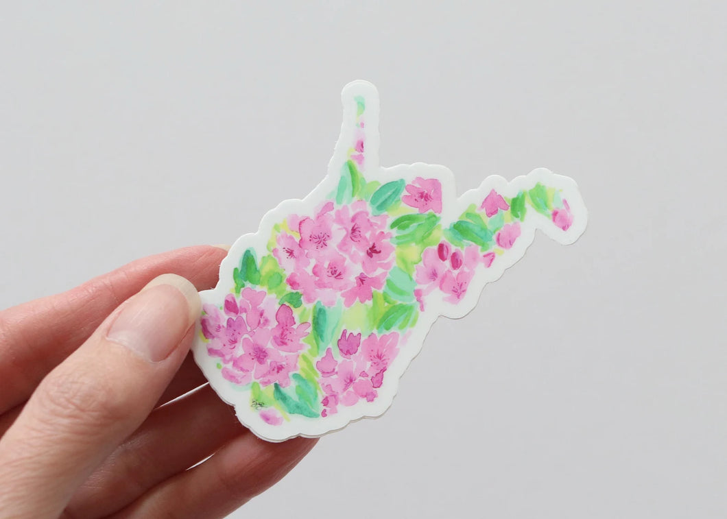 West Virginia Rhododendron, state flower watercolor sticker