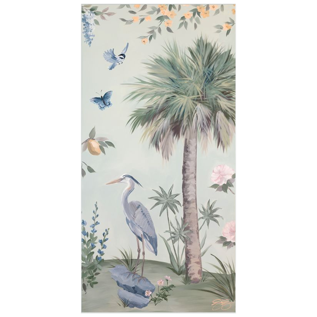 Olive, a green tropical chinoiserie print on paper
