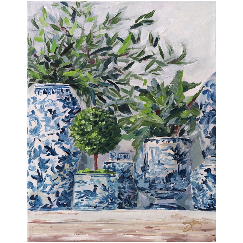 Green and Blue and White, a fine art print on canvas