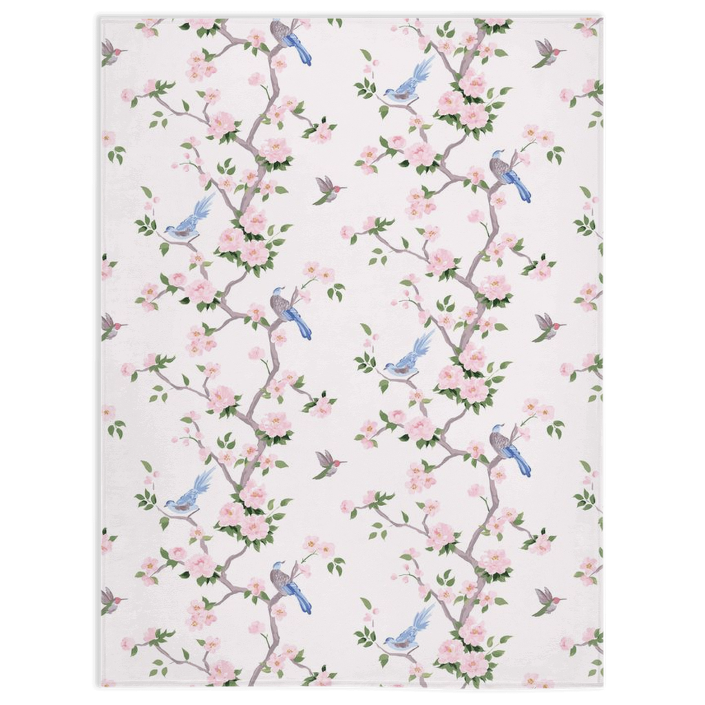 Minky blanket, Betsy chinoiserie pink multi trees