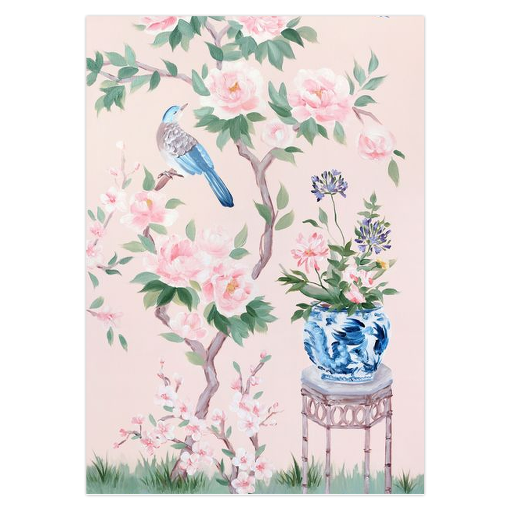 June pink chinoiserie note card set