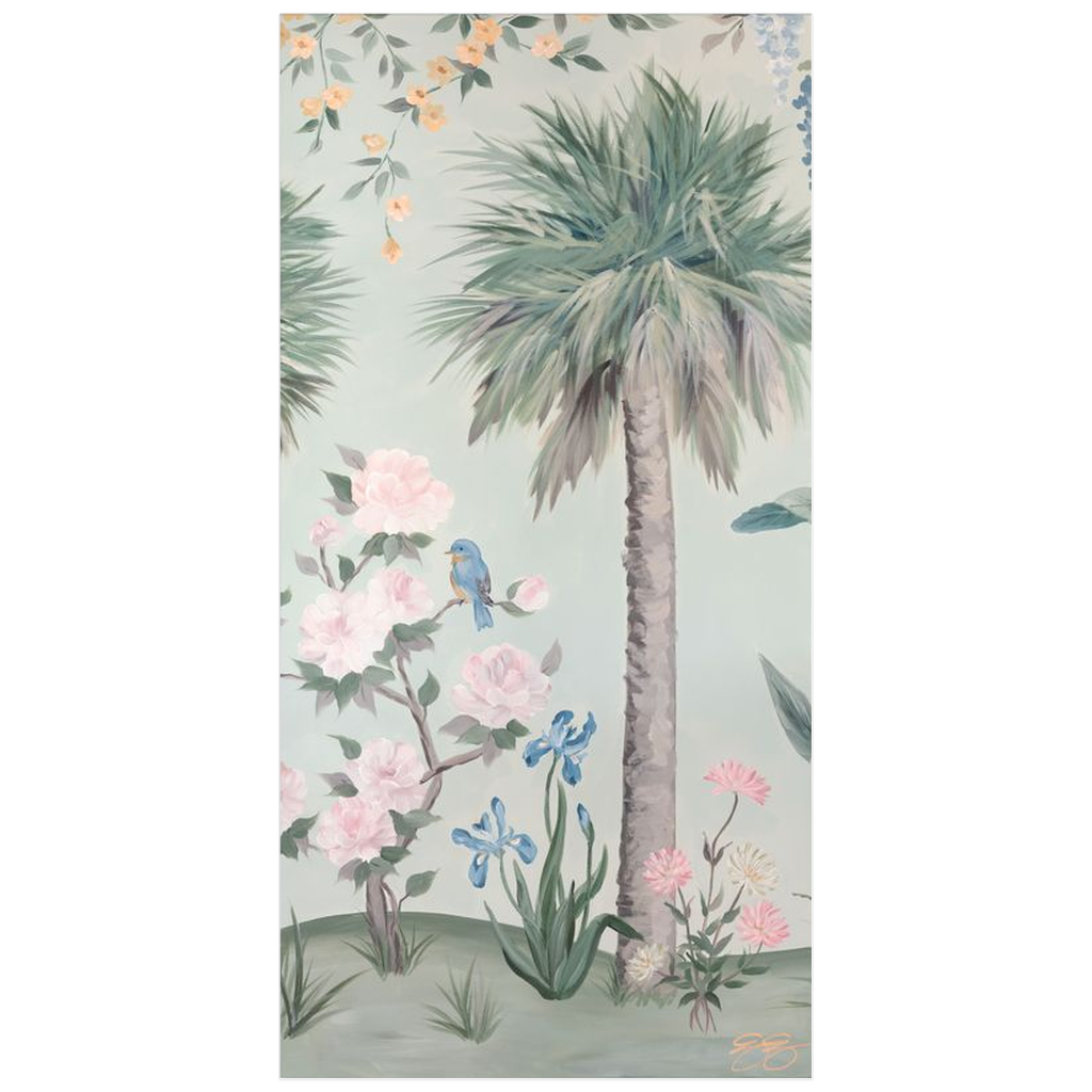 Eve, a green tropical chinoiserie print on paper