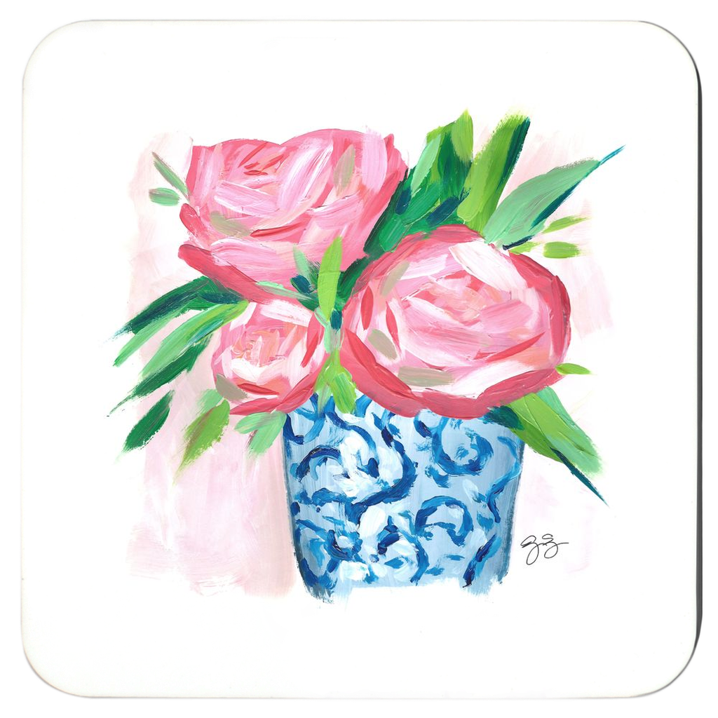 Set of 4 floral coasters