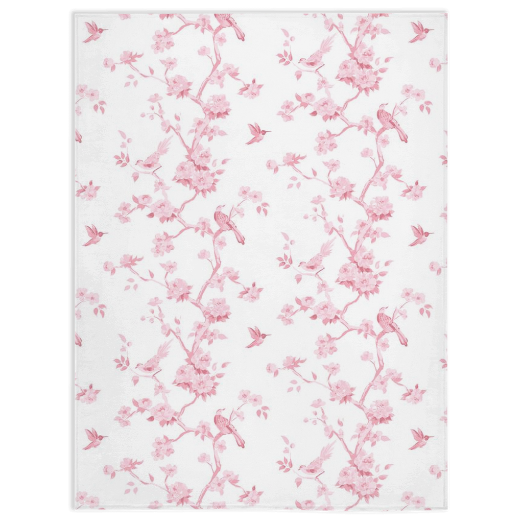 Minky blanket, Betsy chinoiserie pink and white trees