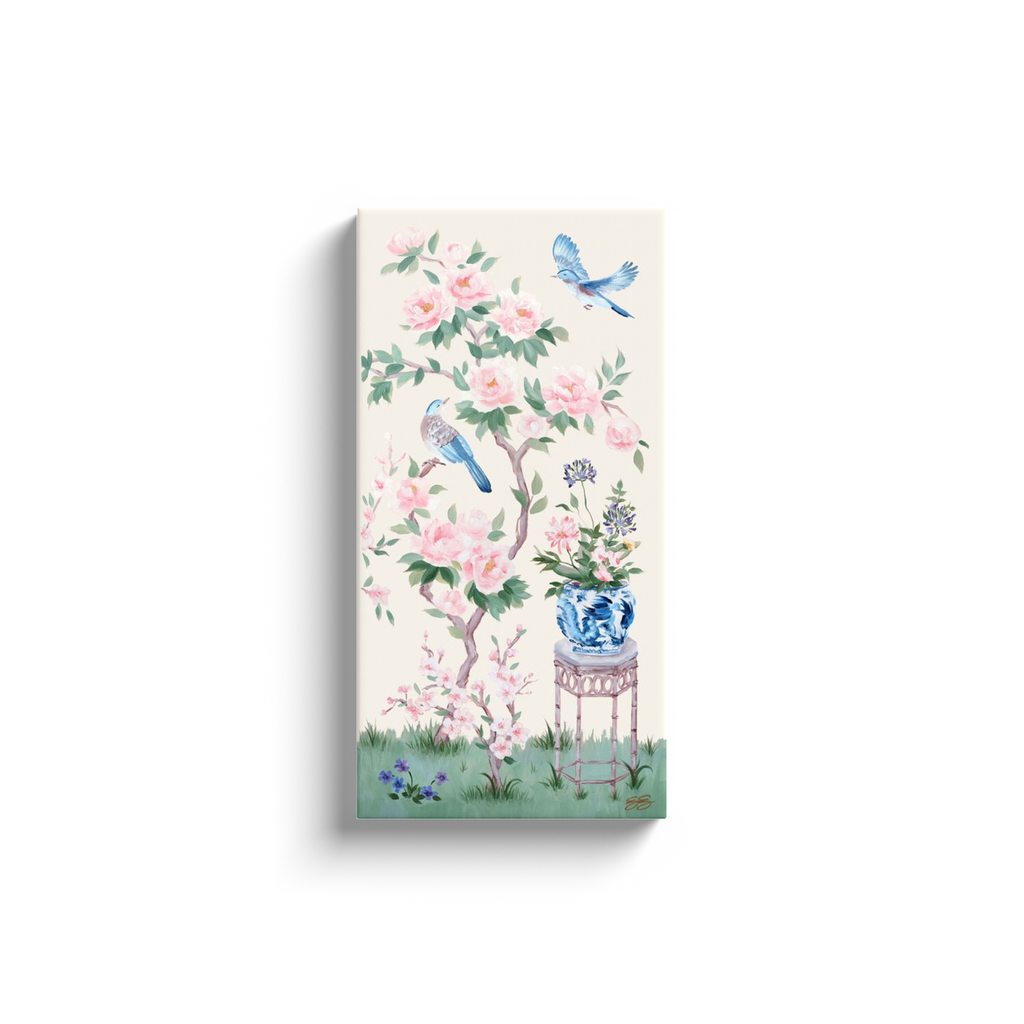 June, an ivory chinoiserie canvas wrap