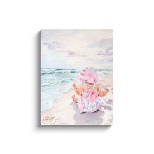 Load image into Gallery viewer, Beach babies: pink bonnet, a canvas wrap print
